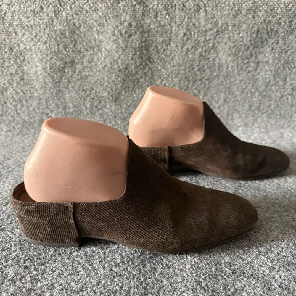 Aquatalia Brown Leather Corduroy Mules Luxury Slip On Italian Loafer Shoes 8.5